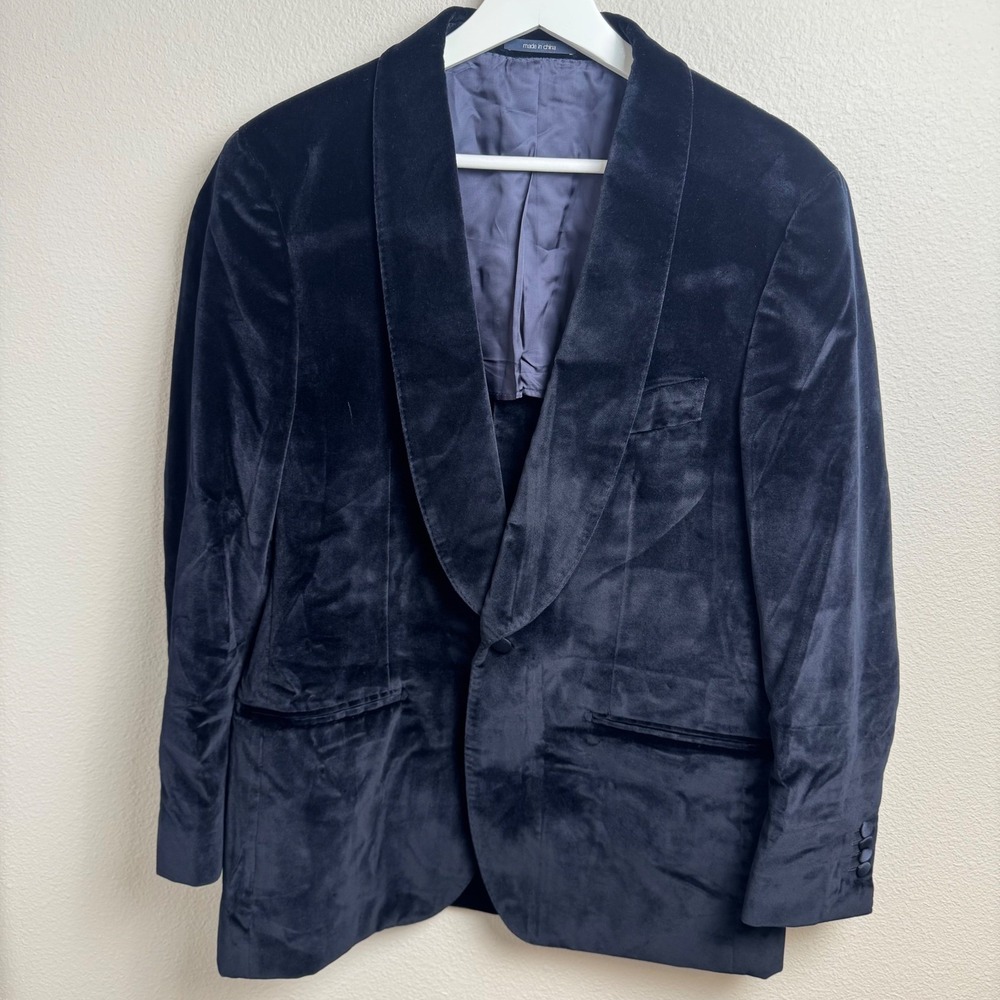 Suitsupply Manhattan Velvet Formal Tuxedo Jacket 42S Slim Navy Blue Shawl Lapel